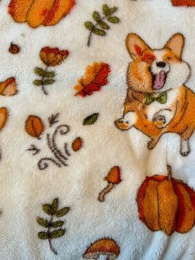 Cozy Plush Fall Corgi Throw Blanket